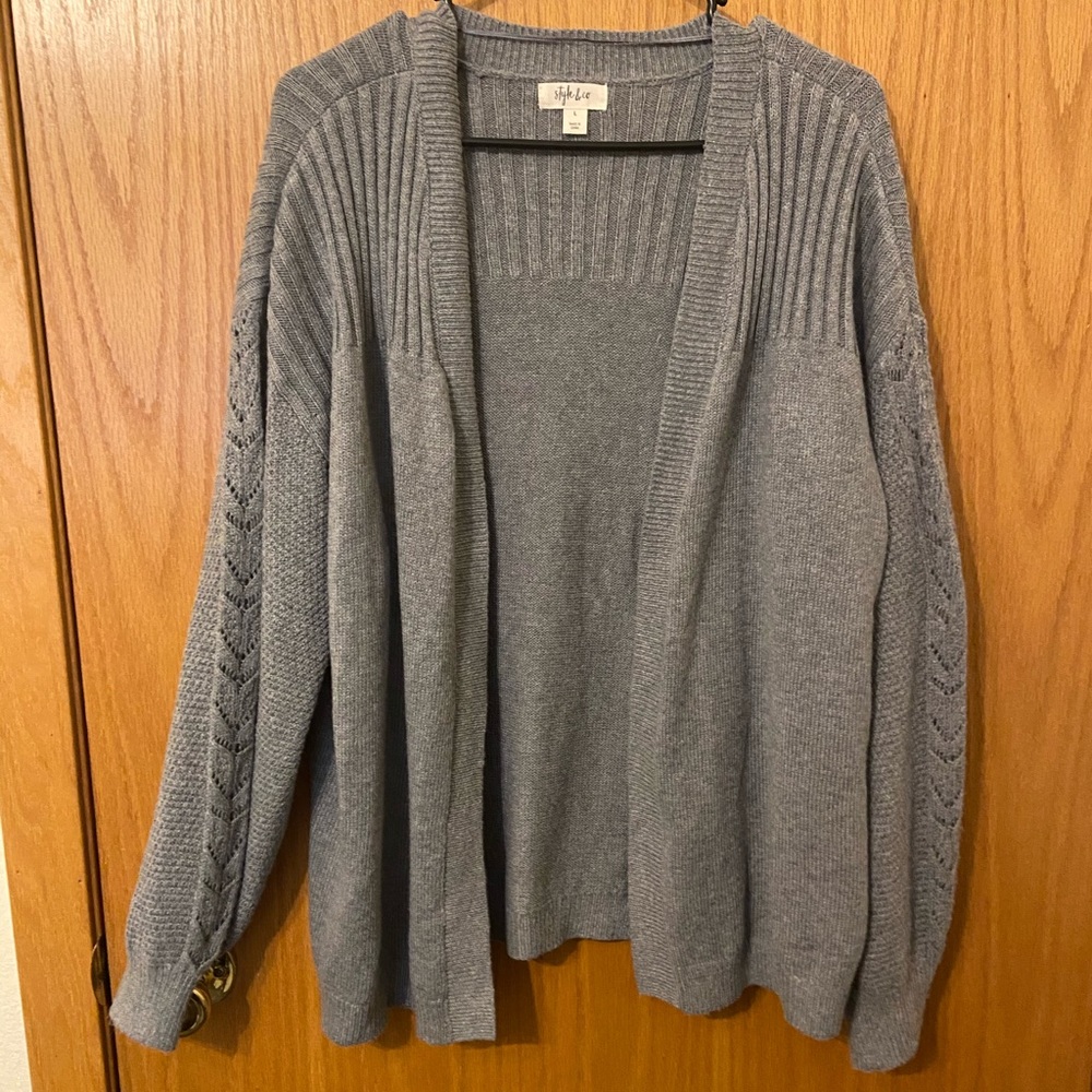 Style & Co gray knit cardigan size L